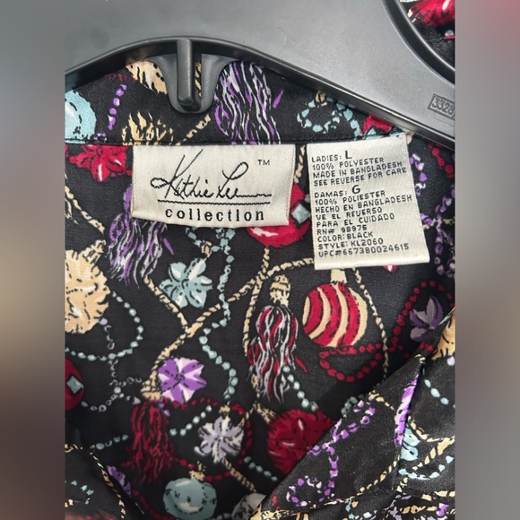 Kathy Lee Women's Long Sleeve Elastic Hem Ugly Christmas Ornament Shacket - L - Picture 5 of 10